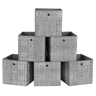 Relaxdays Lot De 2 Boîtes De Rangement Pliables Noires 32x33x33cm - Caisses Avec Œillets