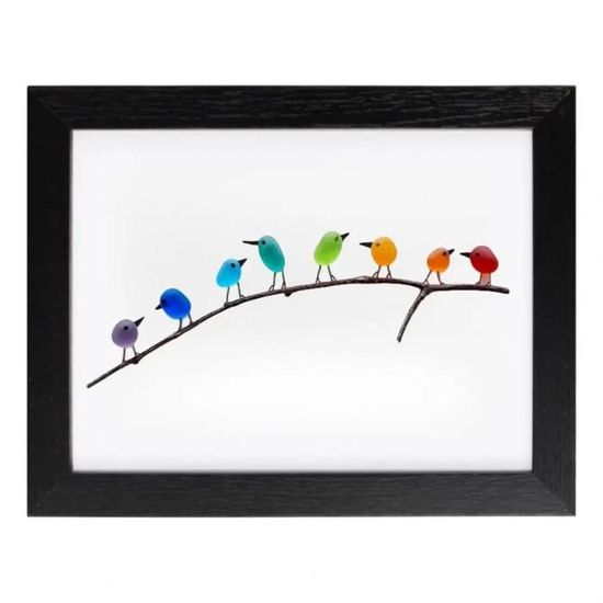 Panneau Vitrail Artisanal Chloe - Perchoir à Oiseaux - Décoration Fenêtre En Verre
