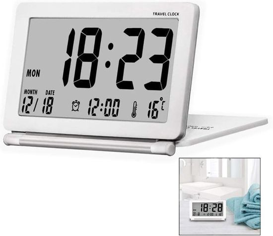 Réveil VEDETTE VR30097, LCD, écran digital, coloris argenté