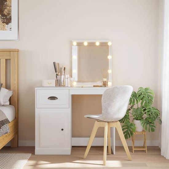 Coiffeuse LED Avec Tiroirs VidaXL – Ensemble 3 Pièces, Table De Maquillage Avec éclairage Intégré