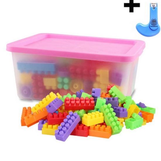 Jouets éducatifs de boîte de rangement de blocs de construction en plastique granulaires d'enfants, 72 pièces