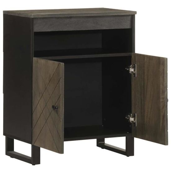 Buffet 2 Portes En Bois De Manguier Massif - 60x33x75 Cm - Style Classique - Rangement Spacieux - 5