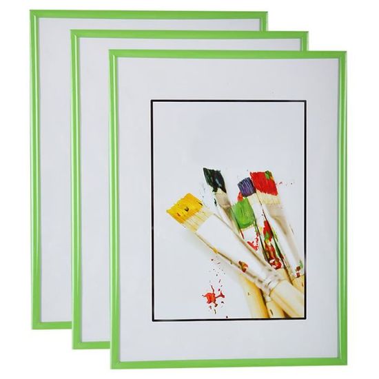 Lot De 2 Cadres Photos Vert Marbré - Plastique - Bon état - Déco