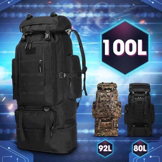 Grand sac de voyage 90L, sac à dos de Camping, randonnée, armée, escalade, alpinisme, sac de Sport, sac à dos à bandoulière en plein air pour hommes et femmes 18 Grand sac de voyage 90L, sac à dos de Camping, randonnée, armée, escalade, alpinisme, sac de Sport, sac à dos à bandoulière en plein air pour hommes et femmes 18