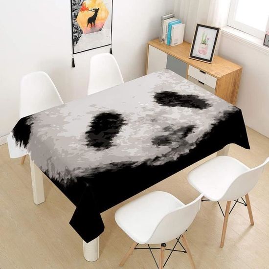 3D Panda Nappe Rectangulaire Nappe de Table Imperméable Anti Tache Lavable et Facile (Panda Doodle) 150*225cm [1473]