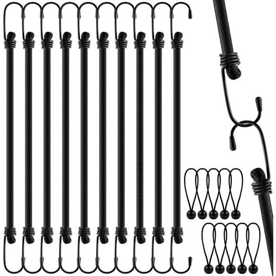Lot De 2 Sangles élastiques Ferrino – 60/90 Cm Extensible, Crochets Avec Capuchon De Protection – Multicolore