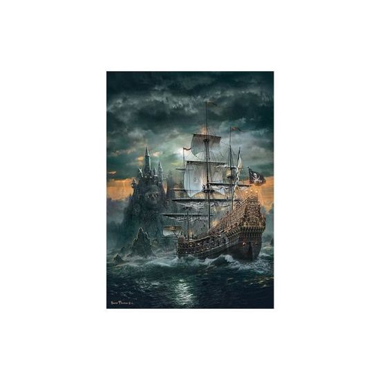 Puzzle Adulte - Bateau Pirate Et L Ile Au Tresor - 1500 Pièces - Clementoni - Collection Pirate