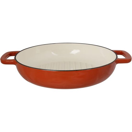 Plat à Grill En Fonte Cosy & Trendy Fontestic - Diamètre 28 Cm, Intérieur émaillé Blanc, Vert Héron - 3