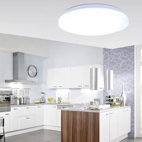 Floureon 24W Plafonnier LED Rond Lumière sur Plafond Lampe Designe Luminaire Intérieur pour Chambre Salon Cuisine Blanc Moderne