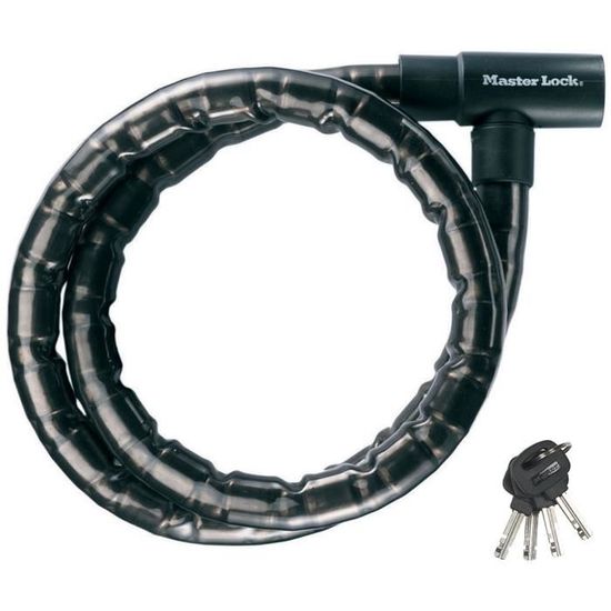 MASTER LOCK Câble Antivol Vélo 1,8m X 8mm – Lot De 3 Avec Clés, Rouge/Bleu/Transparent