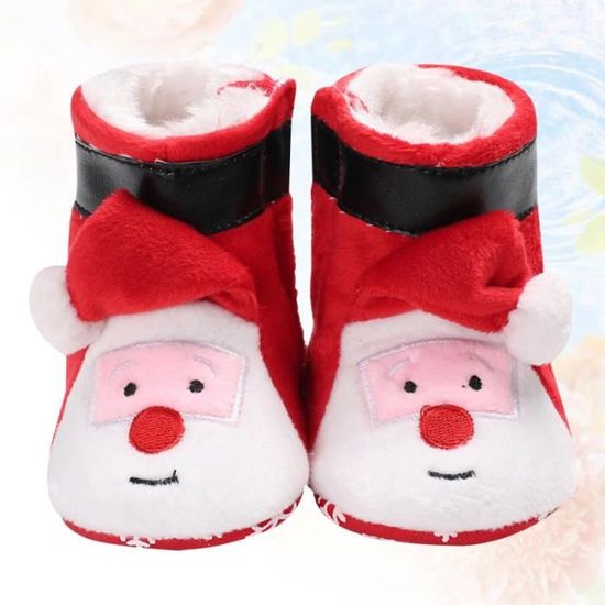 1 paire de chaussures pour bébés antidérapantes en coton chaud brodées de Noël  KIT - COFFRET - AUTRES ARTICLES DECORATION DE NOEL
