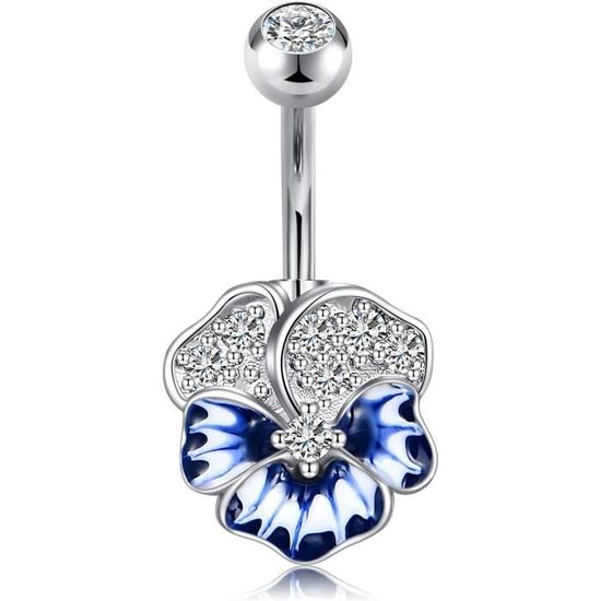 LAURITAMI - Bijou De Piercing Au Nombril 14G (1.6mm) En Acier Chirurgical Avec Pierre Cubique - Longueur Barre 10mm - Modèle Tendance Pour Ventre