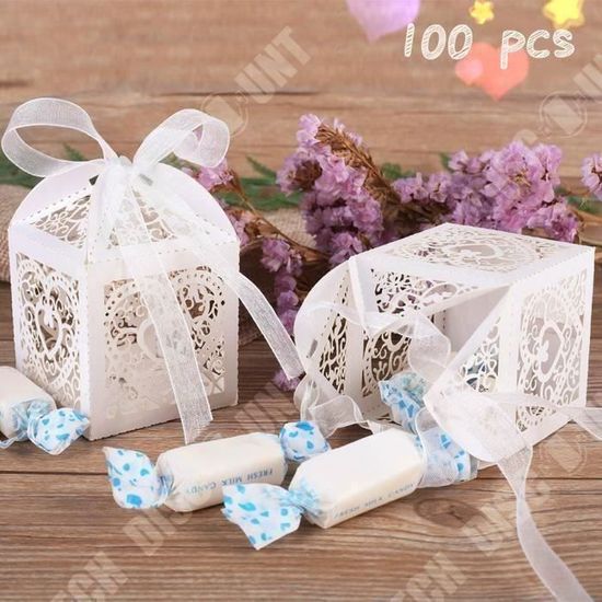 100 Boîtes à Dragées Pliables Papillon - Papier Nacré, Pour Mariage, Anniversaire, Faveurs, Contient 5-8 Bonbons