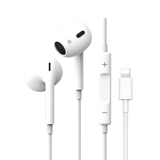 Ecouteurs Filaire avec Micro et Contrôle Oreillettes Audio Compatible avec iPhone 14 - 13 - 12 - 11 - X - 8 - 7 Blanc [Toproduits®]
