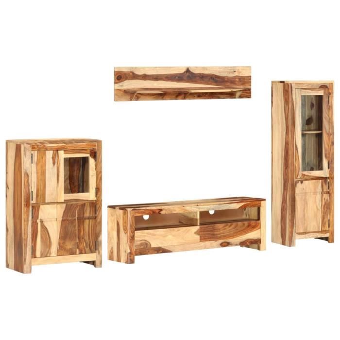VAGUE Ensemble de meuble TV 4 pcs Bois solide