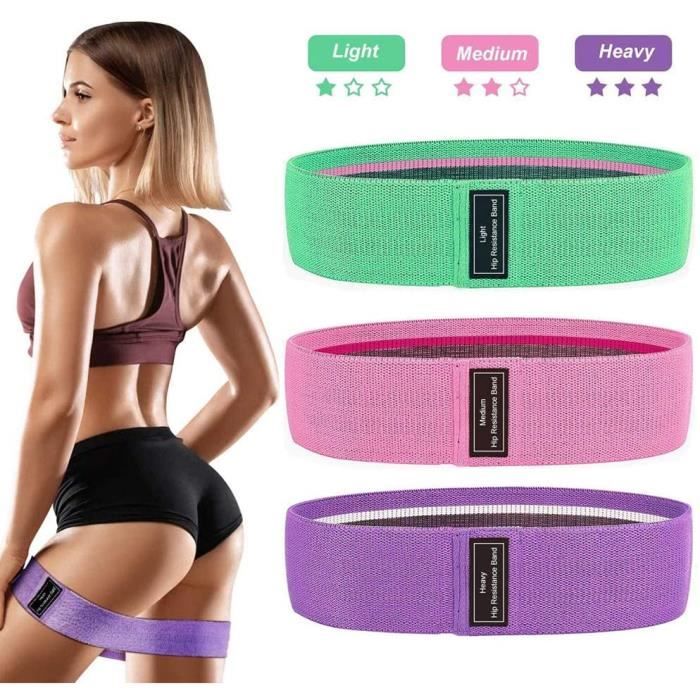 Bande Élastique Fitness en Tissu - Équipement d'Exercices pour Rééducation Physique Musculation Pilates Yoga - 3 pack