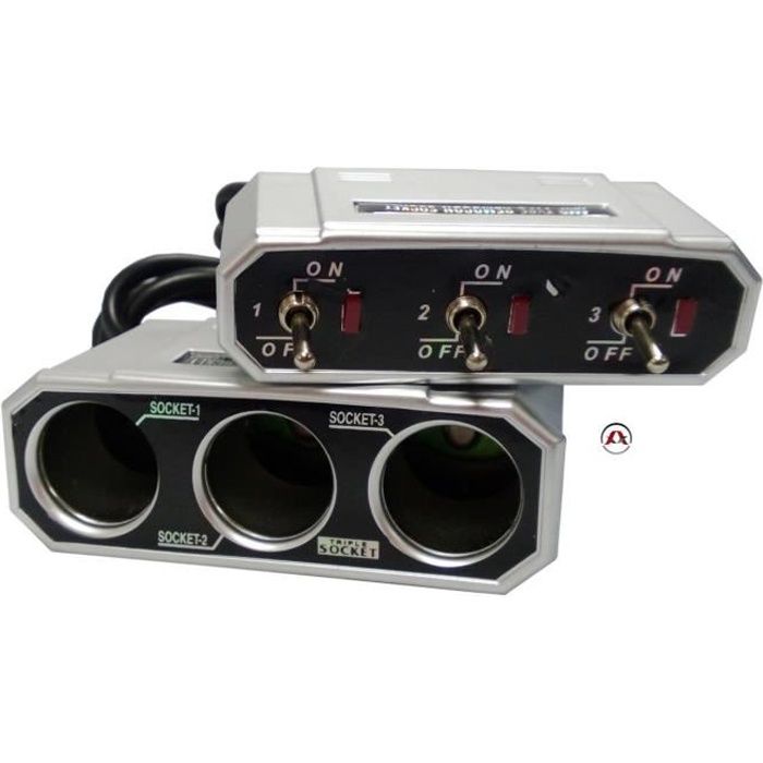 Adaptateurs 3 Prises + 3 Interrupteurs 12/24V