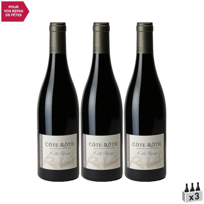 Côte Rôtie Côte Rozier Rouge 2019 - Lot de 3x75cl - Domaine Patrick et Christophe Bonnefond - Vin AOC Rouge de la Vallée du Rhône