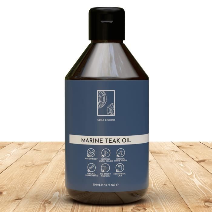 Nettoyant à l’huile marine pour bois en teck par CURA LIGNUM I 500 ml I Produit d’entretien naturel pour tous types de sol en bois