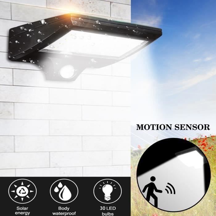 Solaire Lampe 30 LED Lumière Applique Détecteur Mouvement Extérieur Etanche Ve28690