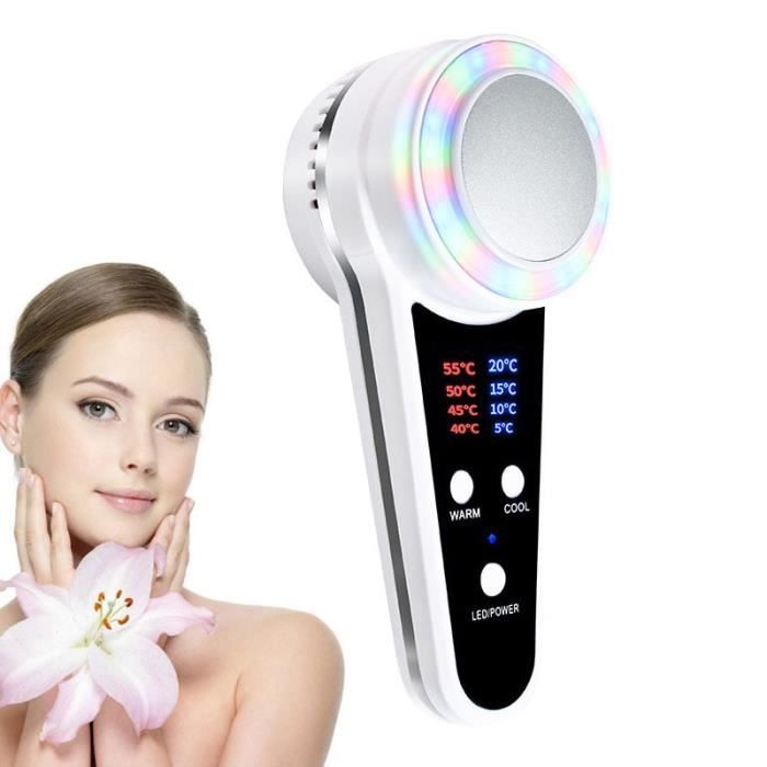 Appareil de beauté portable masseur de rajeunissement photonique 3 couleurs raffermissement du visage chaud et froid