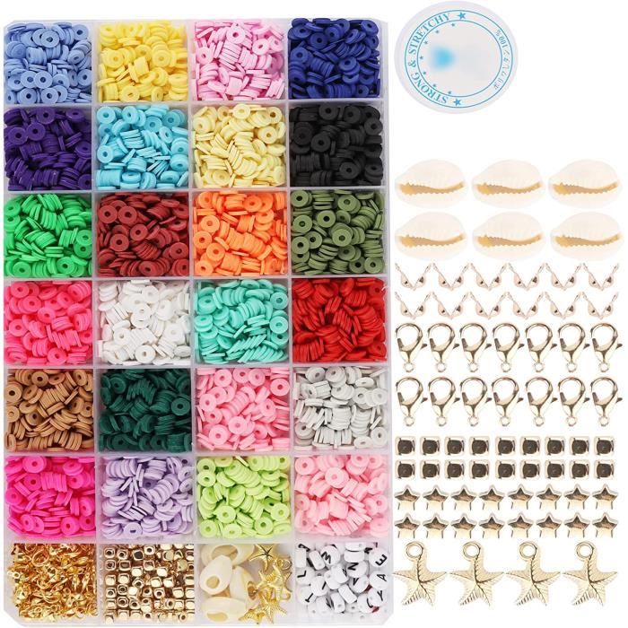 4000 pièces perles pour bracelet,perle plate pour bracelet,kit perles bracelet,perles lettres aléatoires,perles et assortiments