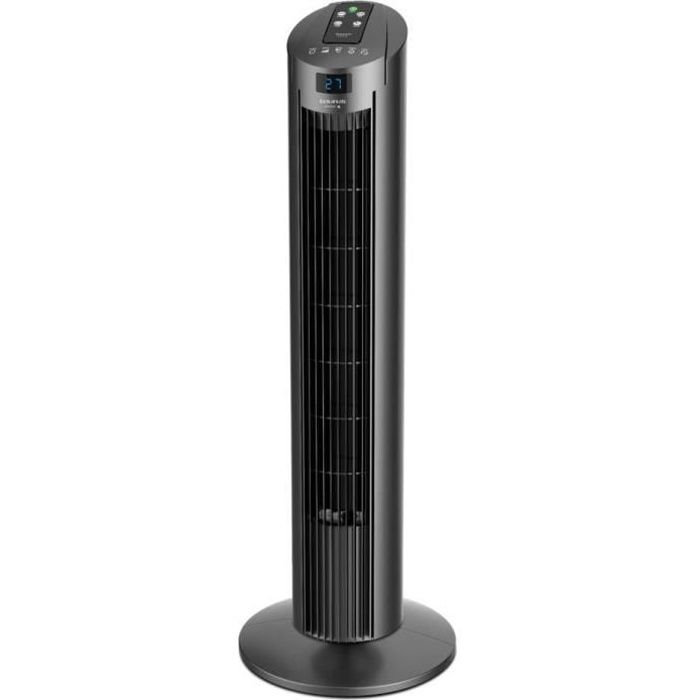 TAURUS Babel RC Ventilateur colonne - 45 watts - Minuterie - Silencieux - 3 modes de ventilation - Télécommande - Cool Gray