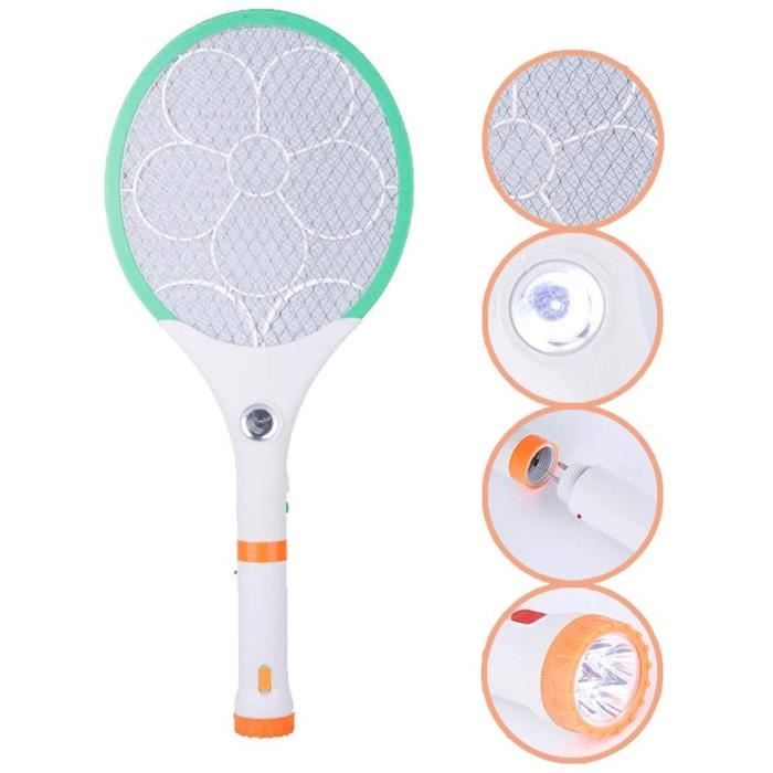 LAMPE ANTI INSECTE Rechargeable Raquette Electrique Anti Mouche Tueur Moustiques avec Lampe de Poche deacutetachable et Lampe L153