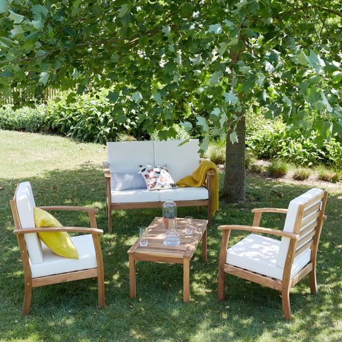 Salon de jardin en bois d'acacia 4 places BDBD