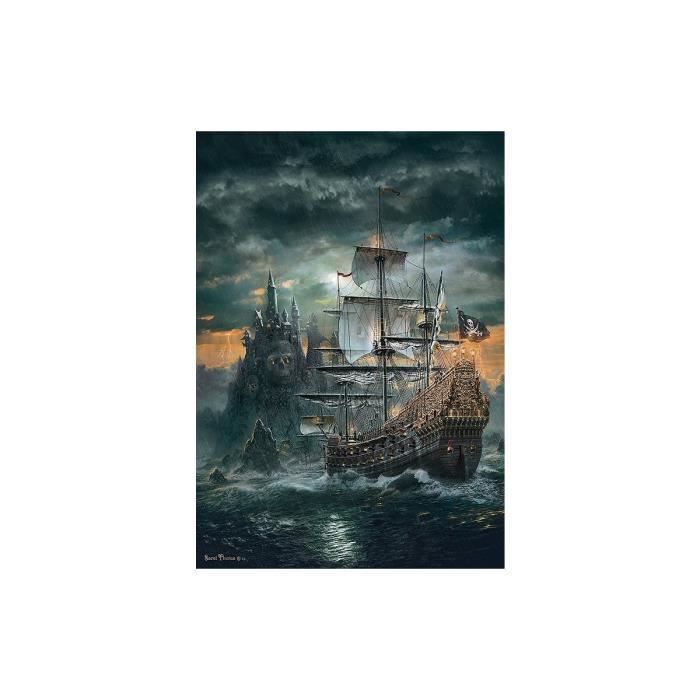 Puzzle Adulte - Bateau Pirate Et L Ile Au Tresor - 1500 Pieces - Clementoni - Collection Pirate