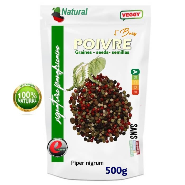Poivre 5 Baies en grains - Sélection panafricaine - 500g