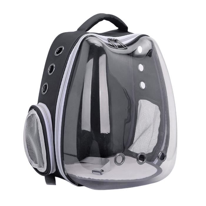 Sac à dos pour chat, sac de transport à bulles pour espace pour animaux de compagnie transparent, sac de transport portable Noir