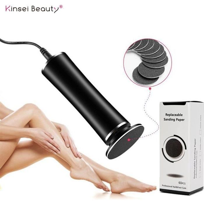 Râpe Electrique Anti-Callosités pour Les Pieds - Réglable à Plusieurs Vitesses - Pédicure Electrique avec Pads Remplaçables-Noir