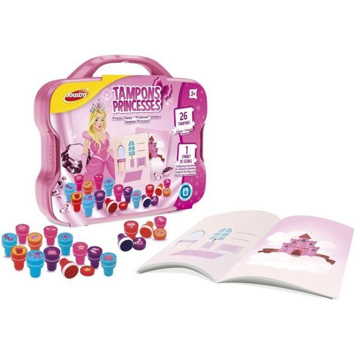 JOUSTRA Mallette Tampons Princesses 26 Tampons pré-encrés !