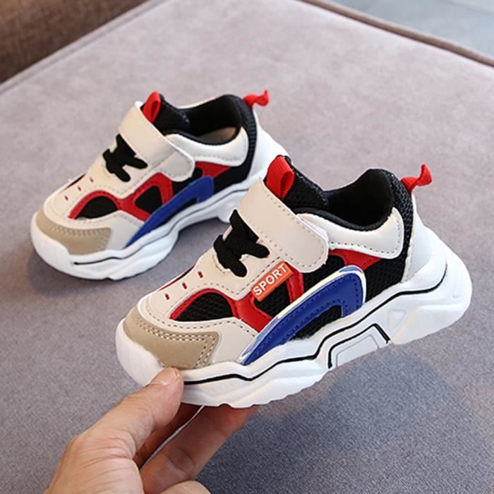 Enfant en bas âge infantile enfants bébé garçons filles maille respirant sport chaussures de course baskets Noir