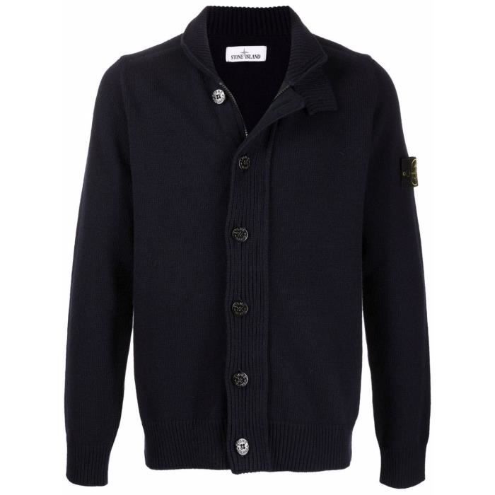 STONE ISLAND HOMME 7515547A3V0020 BLEU LAINE CARDIGAN