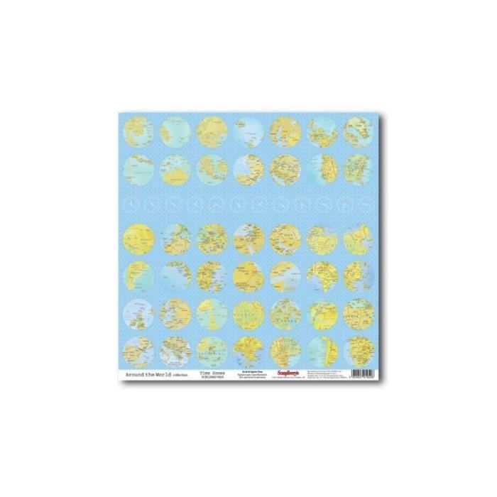 Papier scrapbooking Around the world - time zones de Scrapberry's en 30.5x30.5