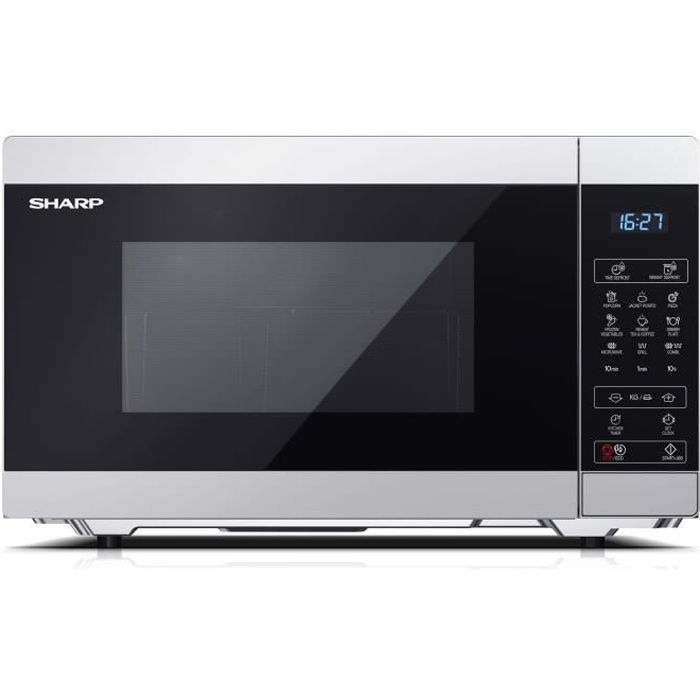 SHARP YC-MG51E-S - Micro-ondes 900W & Grill 1000W - 25L - 8 programmes automatique - 11 niveaux de puissance micro-ondes - Gris