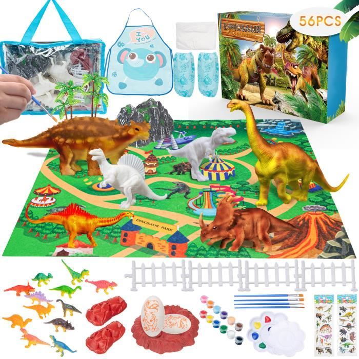 Dinosaure Enfant Jouet 56pcs Kit de Peinture Enfant Dinausore Jouet 3D Dinosaure Jurassic World Peindre Activites Manuelles