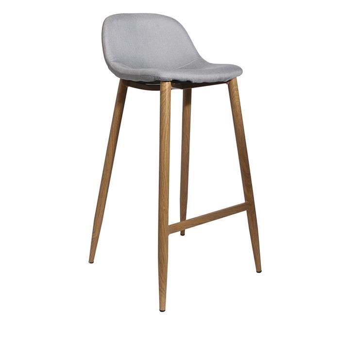 Tabouret de bar scandinave Tobias - H. 92 cm - Gris