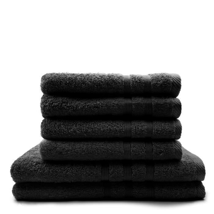 TODAY Lot de 4 Serviettes de bain 50 x 100 cm + 2 Draps de bain 70 x 130 cm Réglisse - 100% coton