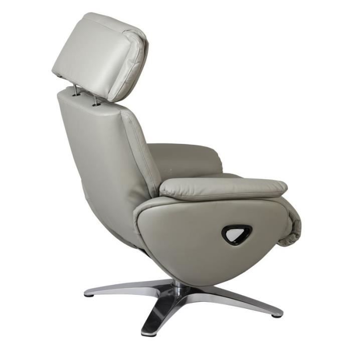 Fauteuil de relaxation Cuir Gris - VEGAS - L 84 x l 78 x H 111