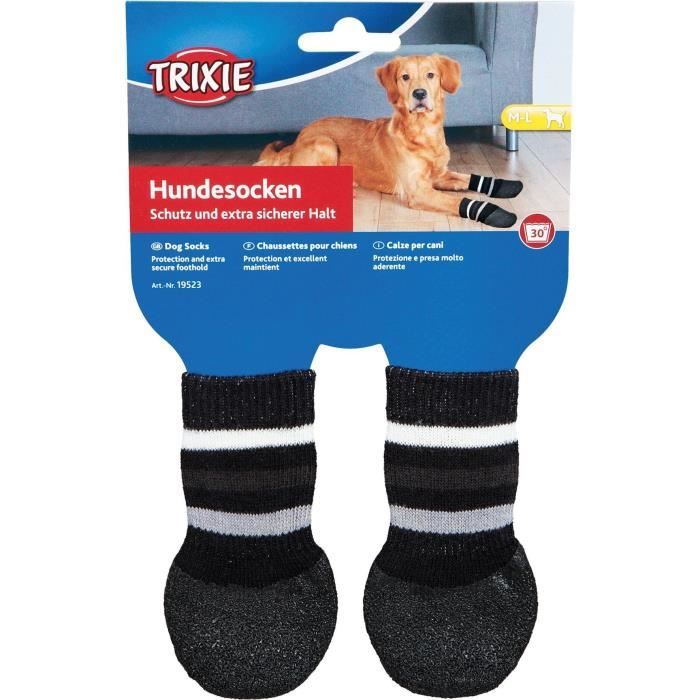 TRIXIE Lot de 2 Chaussettes antidérapant - XL - Noir - Pour chien