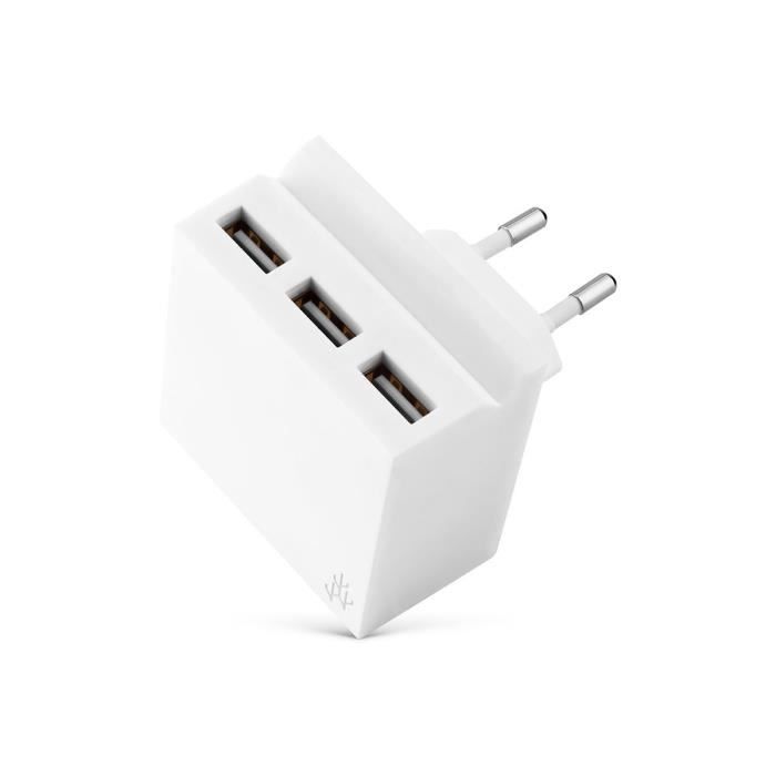 USBE POWER Multi-Chargeur Hide mini 3 USB - Blanc