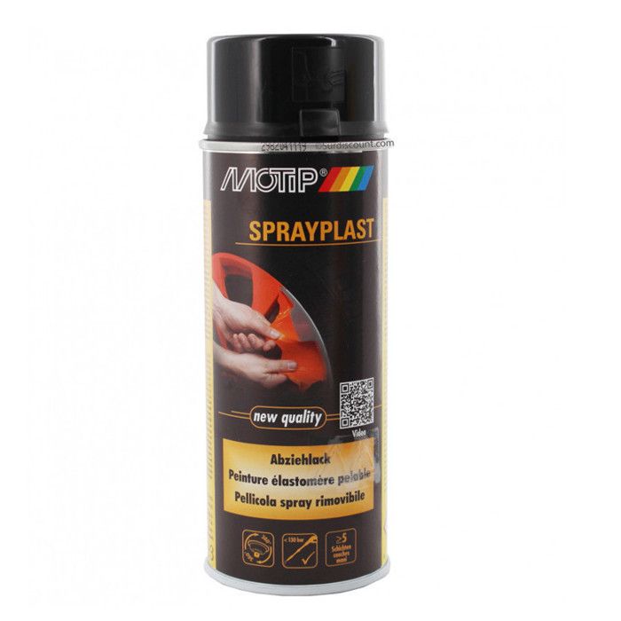 BOMBE PEINTURE MOTIP NOIR BRILLANT (400ML) - SPRAYPLAST RETIRABLE