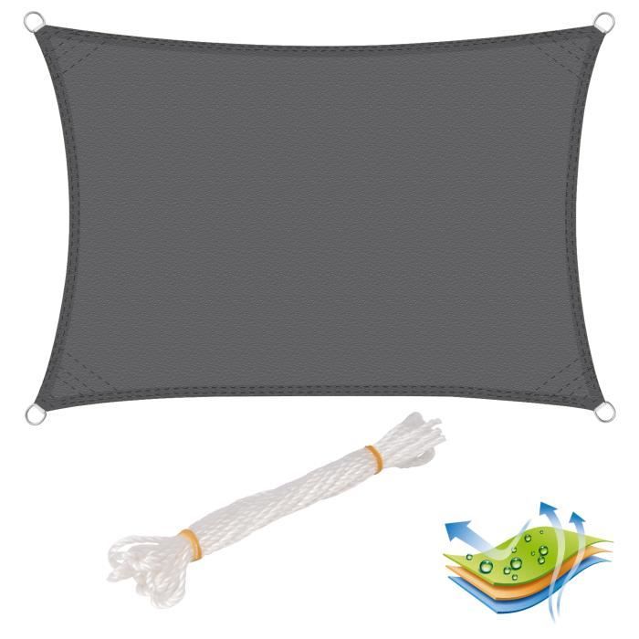 WOLTU Voile d’ombrage rectangulaire en polyester, protection contre le soleil avec protection UV pour jardin ou camping,4x6m, Gris