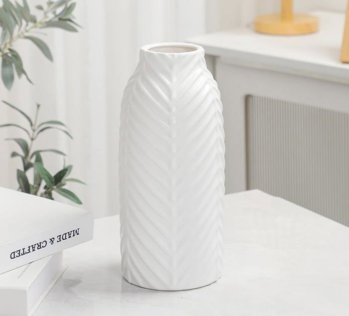 Vase design en céramique style Terrazzo blanc
