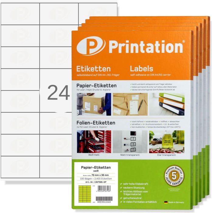 12000 Étiquettes Adresse 70x37mm - 500 Feuilles A4 - Compatible Laser/Jet D'Encre - UNIVERS GRAPHIQUE
