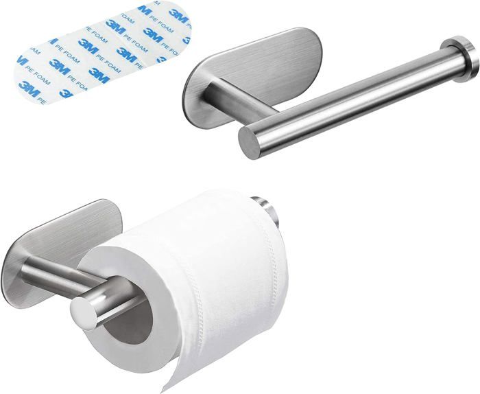 Porte Papier Toilette Adhésif Acier Inox 304 - Sans Perçage, Design Brossé, Fourni Avec Adhésif 3M - Pour Salle De Bain, Toilettes