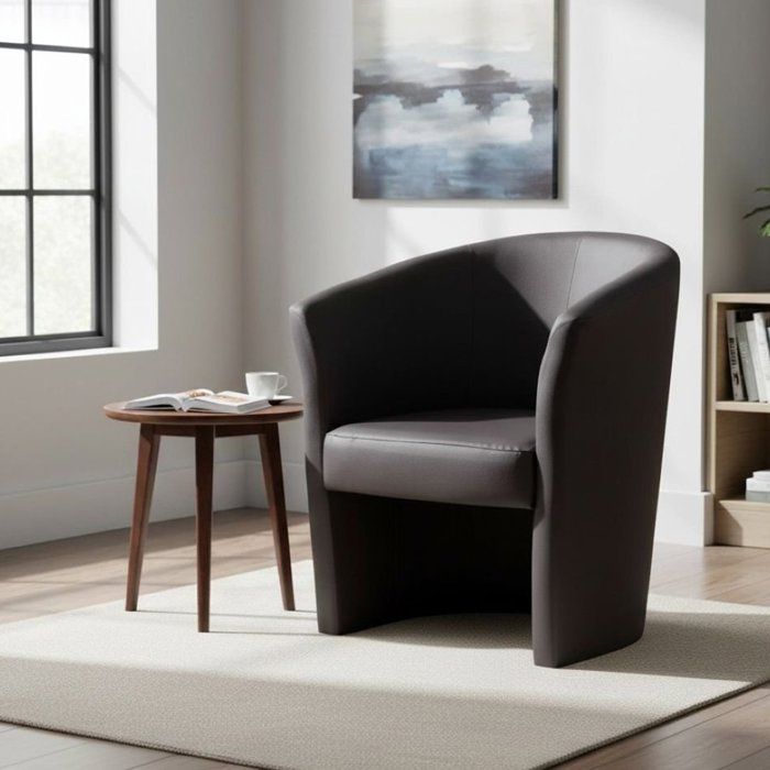 Dmora - Fauteuil Ago 64x63xh76 cm noir Panneau effet bois Similcuir et Mousse de polyuréthane Dmora - Fauteuil Ago 64x63xh76 cm noir Panneau effet bois Similcuir et Mousse de polyuréthane